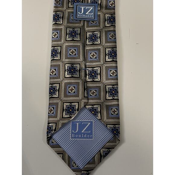 JZ Richards Boulder Geometric Woven 100% Silk Tie Made In USA - Picture 3 of 4